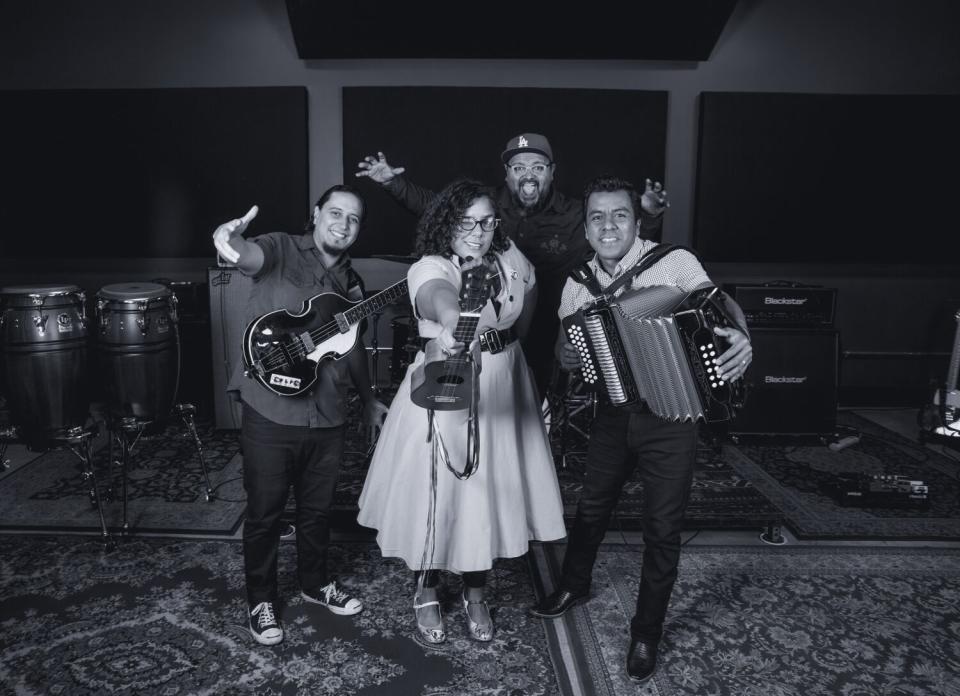 La Santa Cecilia members, from left: Alex Bendana, La Marisoul, Miguel Ramirez, and Jose Carlos.