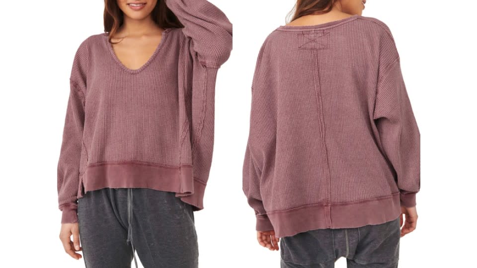 Free People Women&#39;s We the Free Buttercup Oversize Thermal Top - Nordstrom, $41 (originally $68)