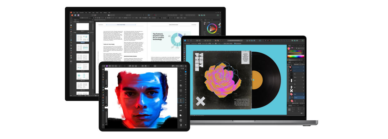  Affinity Design and other apps on different devices 