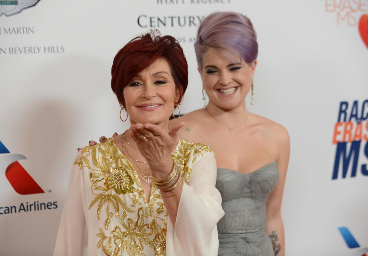 Kelly Osbourne, right, and Sharon Osbourne arrive at the 20th annual Race to Erase MS event 