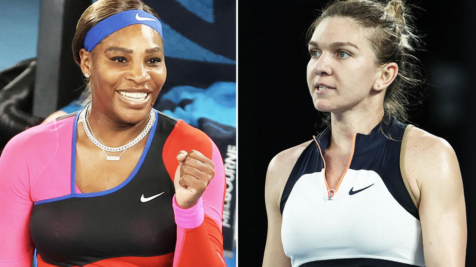 Serena Williams and Simona Halep, pictured here at the Australian Open.