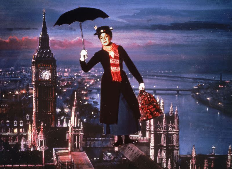 Julie Andrews in dem Originalfilm Mary Poppins, der nie in London drehte, im Gegensatz zu der Fortsetzung, die komplett in der britischen Hauptstadt gedreht wurde. (Disney)