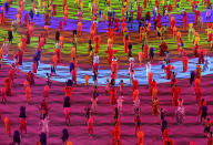 <p>Dancers perform during the Opening Ceremony of the Rio 2016 Olympic Games at Maracana Stadium. (Richard Heathcote/Pool Photo via AP) </p>