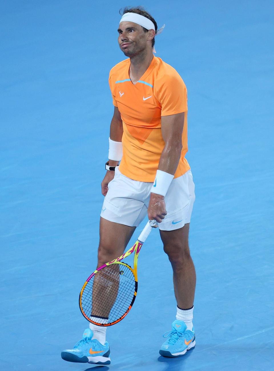 Rafael Nadal of Spain dejected Australian Open, Day Three