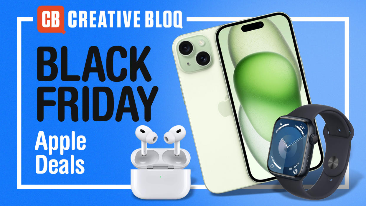  A range of Apple products to the side of  the text, Black Friday Apple deals. . 