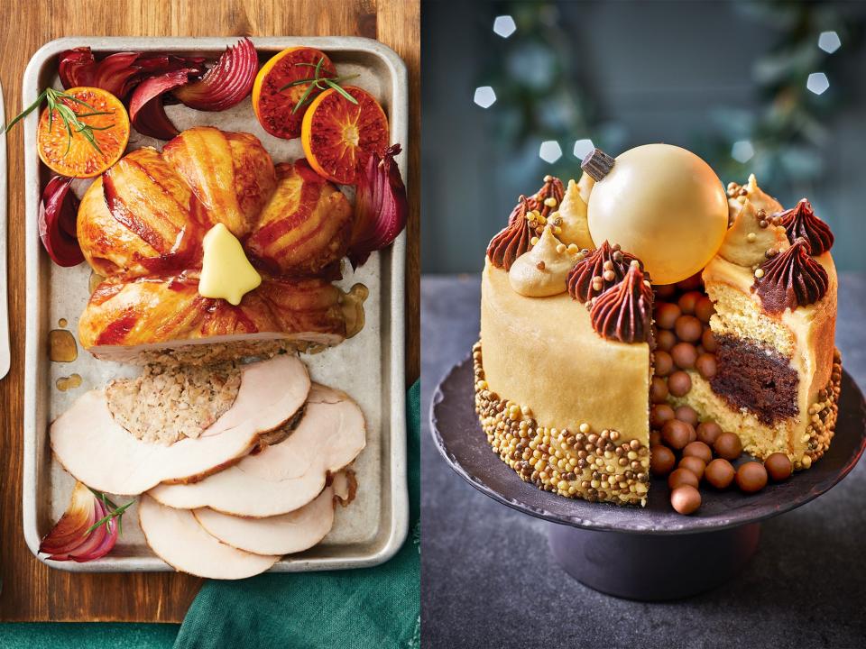 For a decadent spread this Christmas, start planning for the 25 December as supermarkets launch their new seasonal offerings  (Left, Morrisons, right, Tesco)