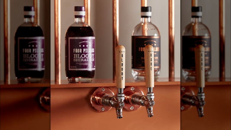 bottles and gin copper pipes