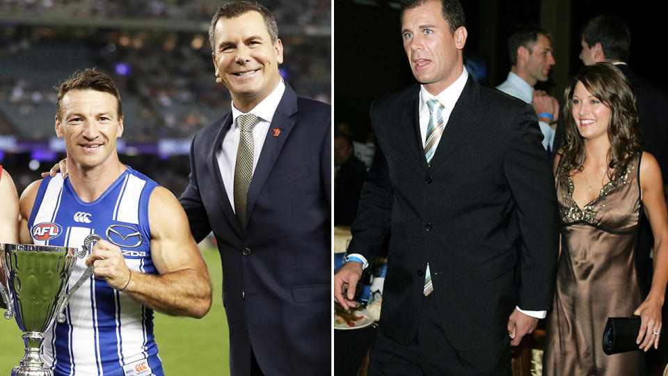 Brent Harvey and Wayne Carey, pictured here in April.