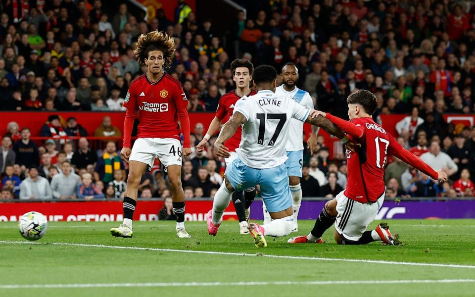 Manchester United's Alejandro Garnacho scores their first goal