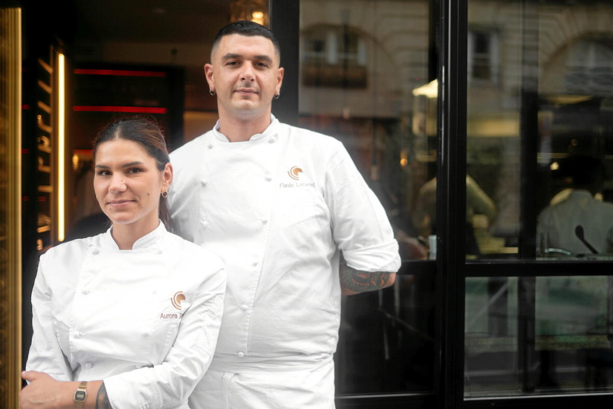 Flavio Lucarini et Aurora Storari, le duo de chefs de Hémicycle, nouveau restaurant parisien  - Credit:Jordan Sapally