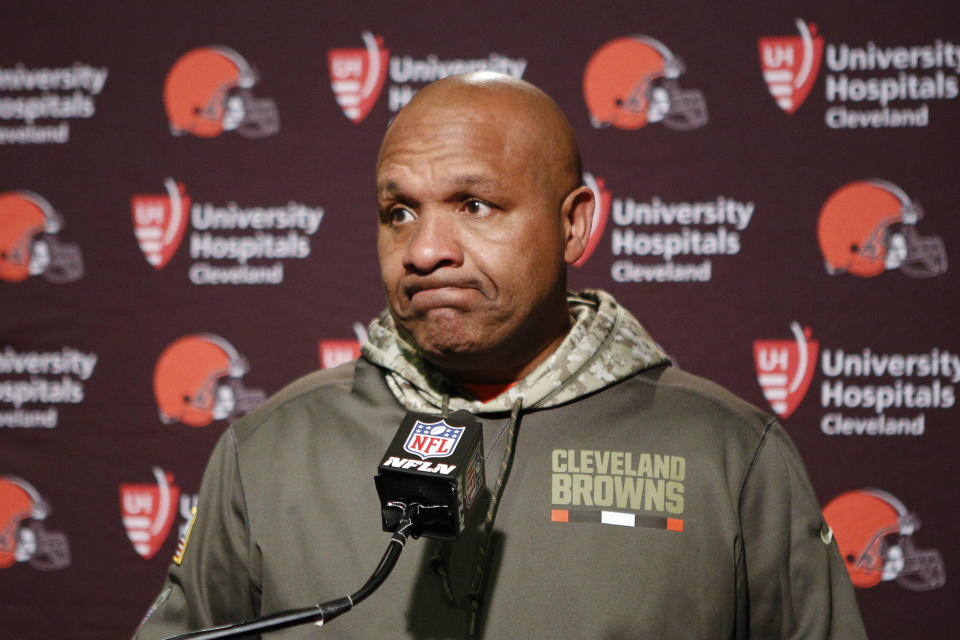 Hue Jackson's future will be a big story for the Browns this offseason. (AP)