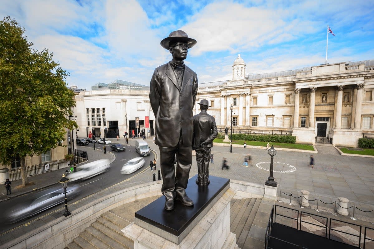 "Antelope" by Samson Kambalu, is seen at Trafalgar Square on September 28, 2022 (Getty Images)