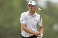 Jordan Spieth tees off on the second hole during the third round of the Valspar Championship golf tournament Saturday, March 18, 2023, at Innisbrook in Palm Harbor, Fla. (AP Photo/Mike Carlson)