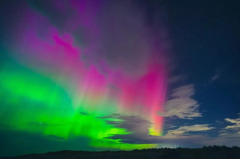 Scottish Highlands Northern Lights from Findhorn beach in Moray 23rd of March 2023