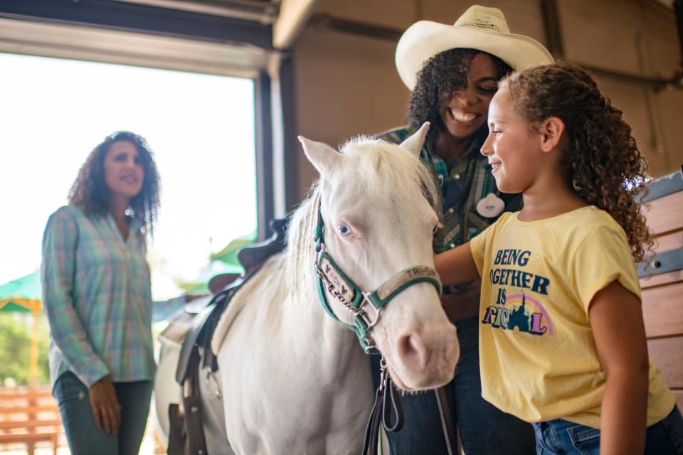 Pony rides cost $8 at Fort Wilderness. Guest must be at least 2 years old, under 80 pounds and no taller than 48 inches. They also need to be able to hang on by themselves as a parent or guardian leads the pony.