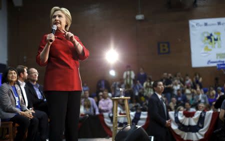 Democratic U.S. presidential candidate Hillary Clinton speaks at a campaign rally at Carl Hayden Community High School in Phoenix, Arizona March 21, 2016. REUTERS/Mario Anzuoni