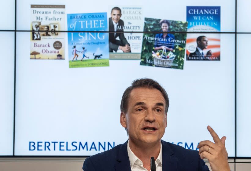 Chief Executive Officer of publishing giant Penguin Random House Markus Dohle addresses German media and publishing giant Bertelsmann's annual results press conference in Berlin on March 26, 2019.