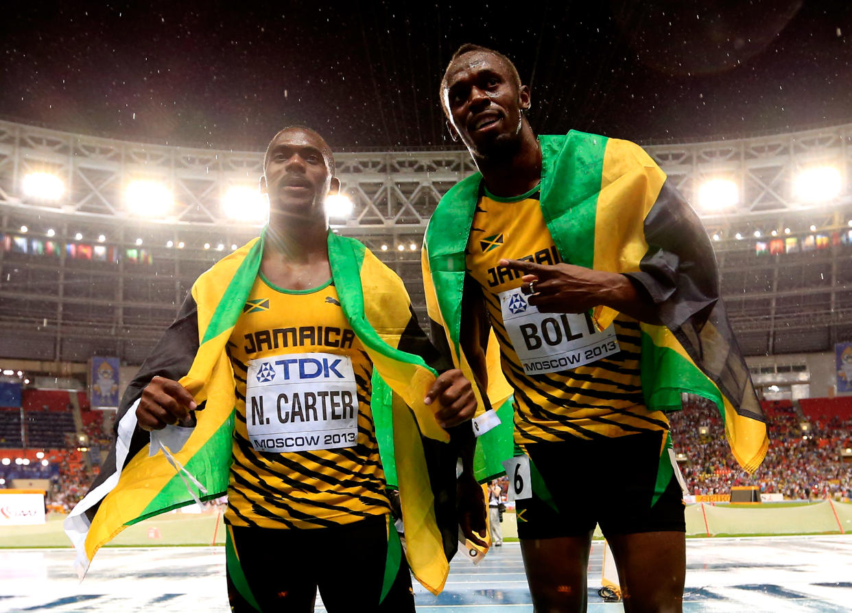 Nesta Carter’s positive doping test means that Usain Bolt won’t get his ninth gold medal back. (Getty Images)