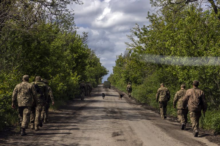 Soldados ucranianos en patrulla en la región de Donetsk de Ucrania