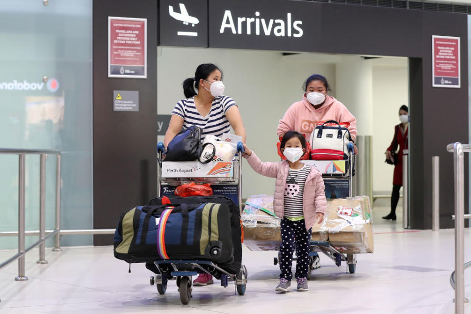 Passengers arriving at Perth airport. Source: Getty