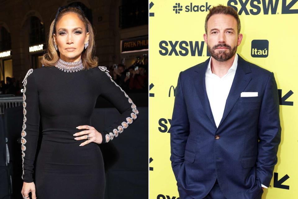 <p>Marc Piasecki/WireImage; Gary Miller/WireImage</p>  Jennifer Lopez in Paris on Jan. 24, 2024; Ben Affleck in Austin, Texas, on March 18, 2023