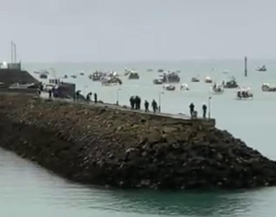 French fishing vessels staging a protest outside the harbour at St Helier, Jersey (Alex Ferguson/PA) (PA Media)