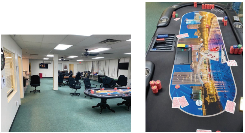 Evidence photo shows an alleged illegal gambling operation in an office suite at 565 Blossom Road.