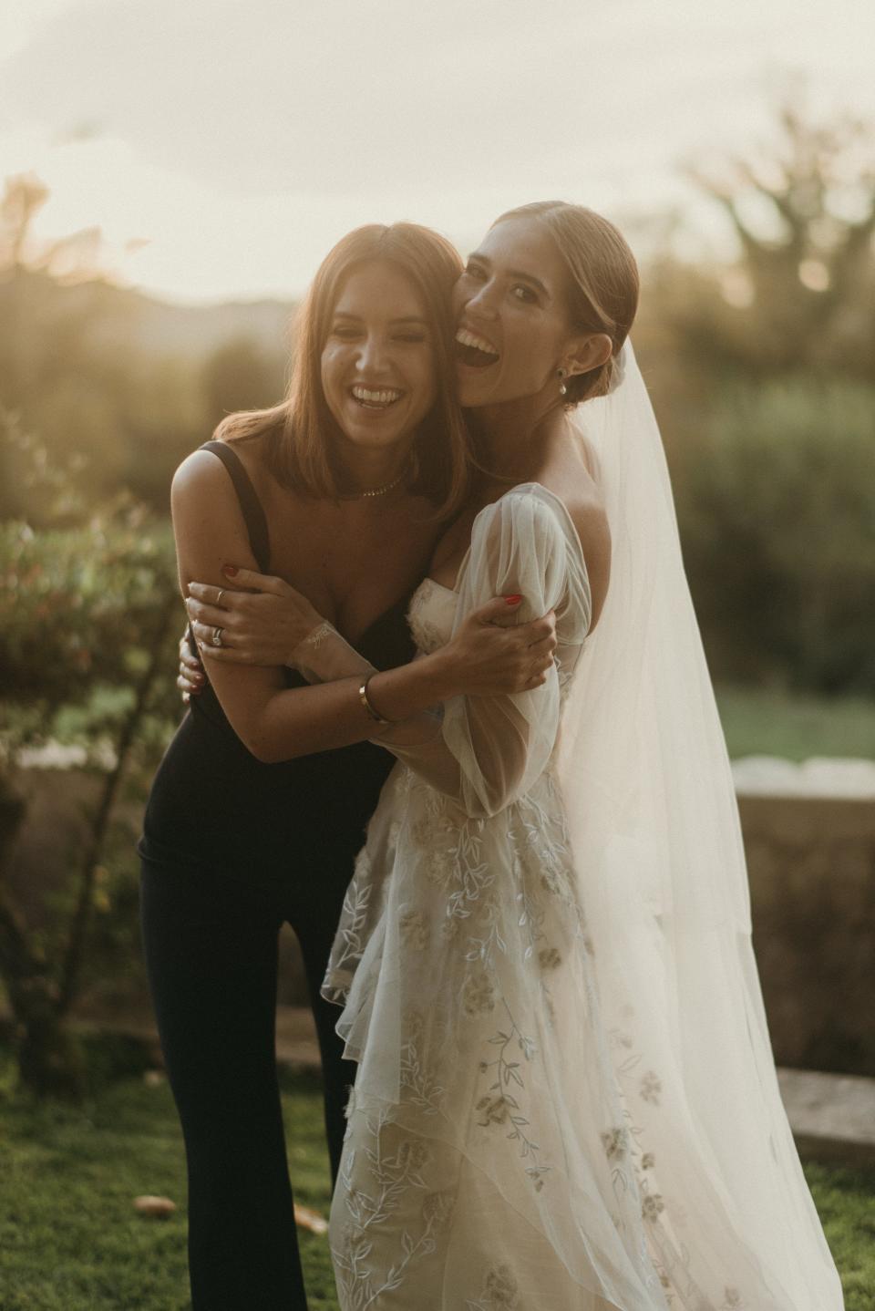 The Bride Wore Feathers for Her Civil Ceremony in London, and a Dress Embroidered With Peonies to Her Micro-Wedding in Portugal