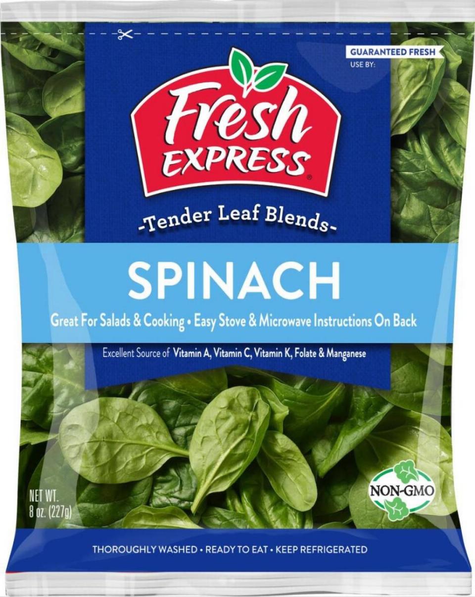 Front of the Fresh Express Spinach bag recalled on Dec. 15, 2023.