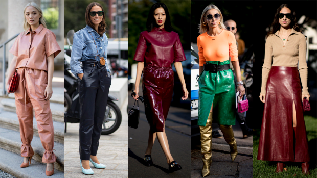 <em>On the street at Milan Fashion Week Spring 2020. Photo: Chiara Marina Grioni/Fashionista (1), Imaxtree (4)</em>