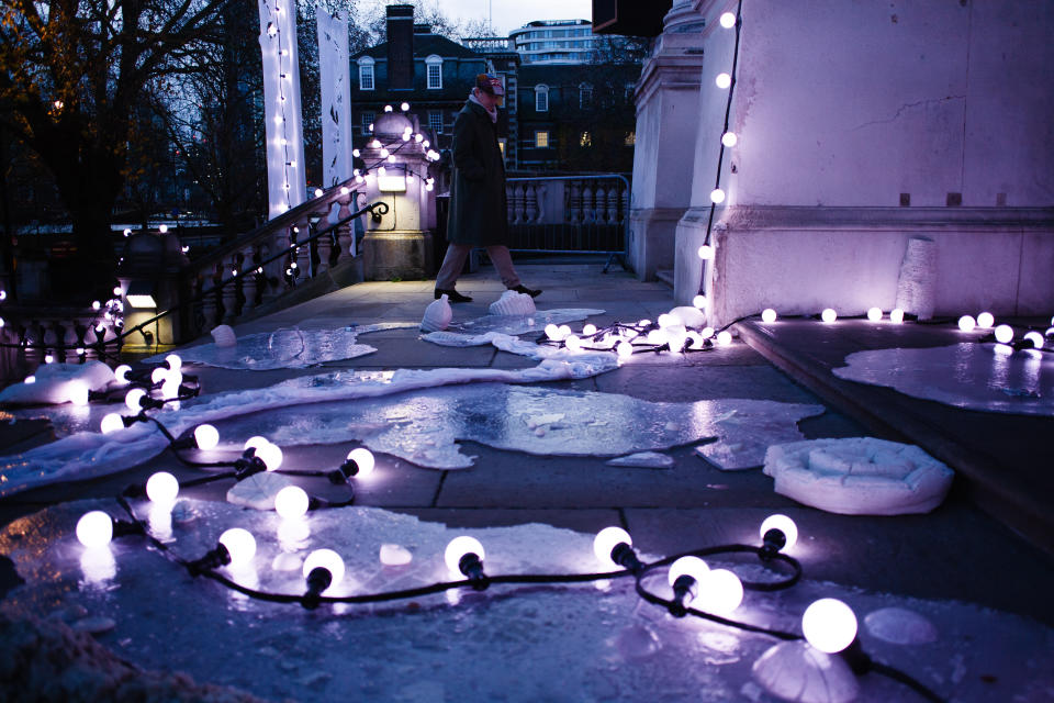 A sculptural installation by artist Anne Hardy is seen on the exterior of Tate Britain on Nov. 29, 2019 in London, England. (Photo by ) | David Cliff—SOPA Images/Getty Images