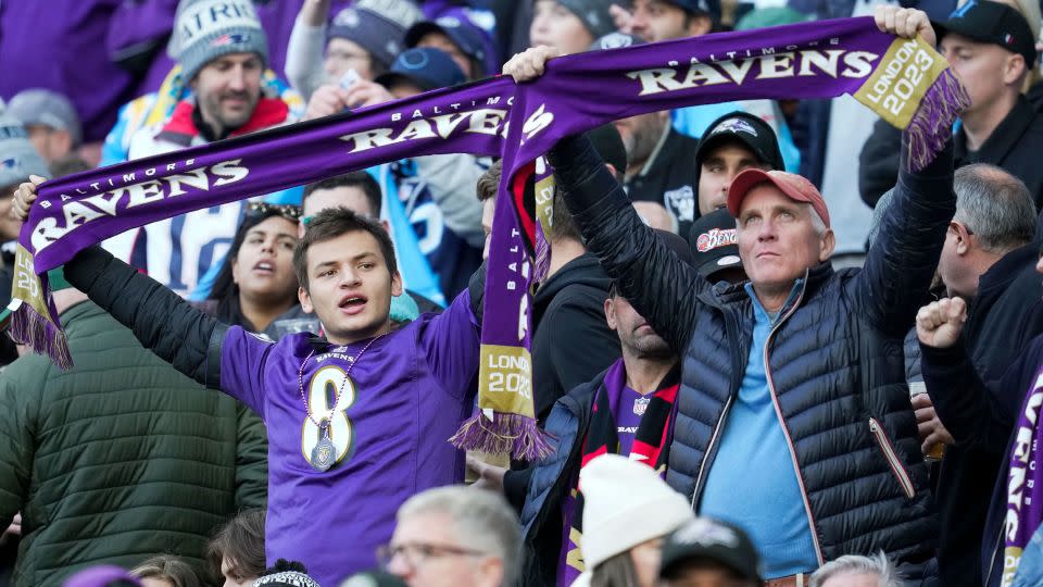 Baltimore Ravens fans found a new home in London. - Kin Cheung/AP