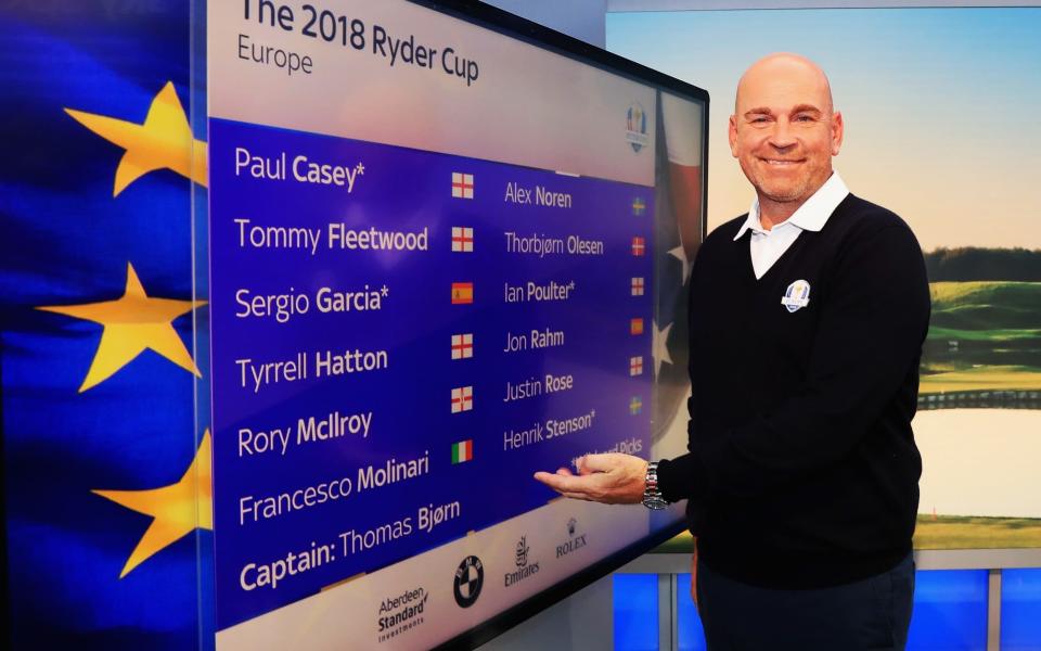 And your host, Thomas Bjorn... Europe's captain presents the players at the Europe Wild Card Selection Announcement - Getty Images Europe