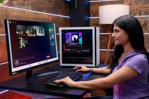 ABS AI PCs allow users to create using AI. A suite of proprietary and open source software provides access to a variety of tools that harness the power of AI, including the ability to create images from text or alter existing photos. (Photo: Newegg)