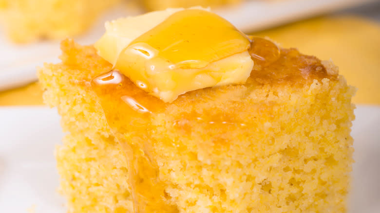 butter and honey on cornbread 