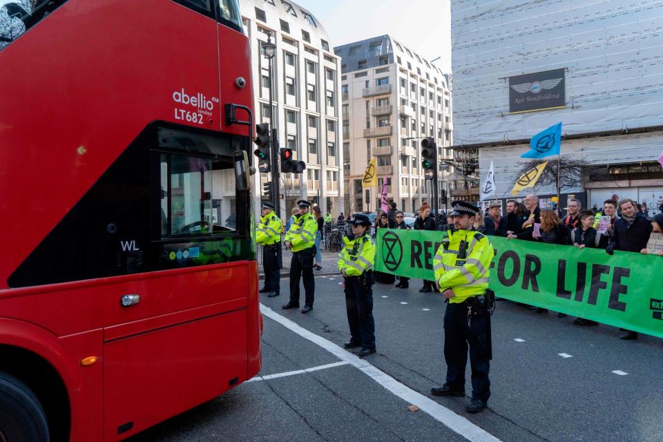 Protesters demonstrate in the Strand (AFP/Getty Images)