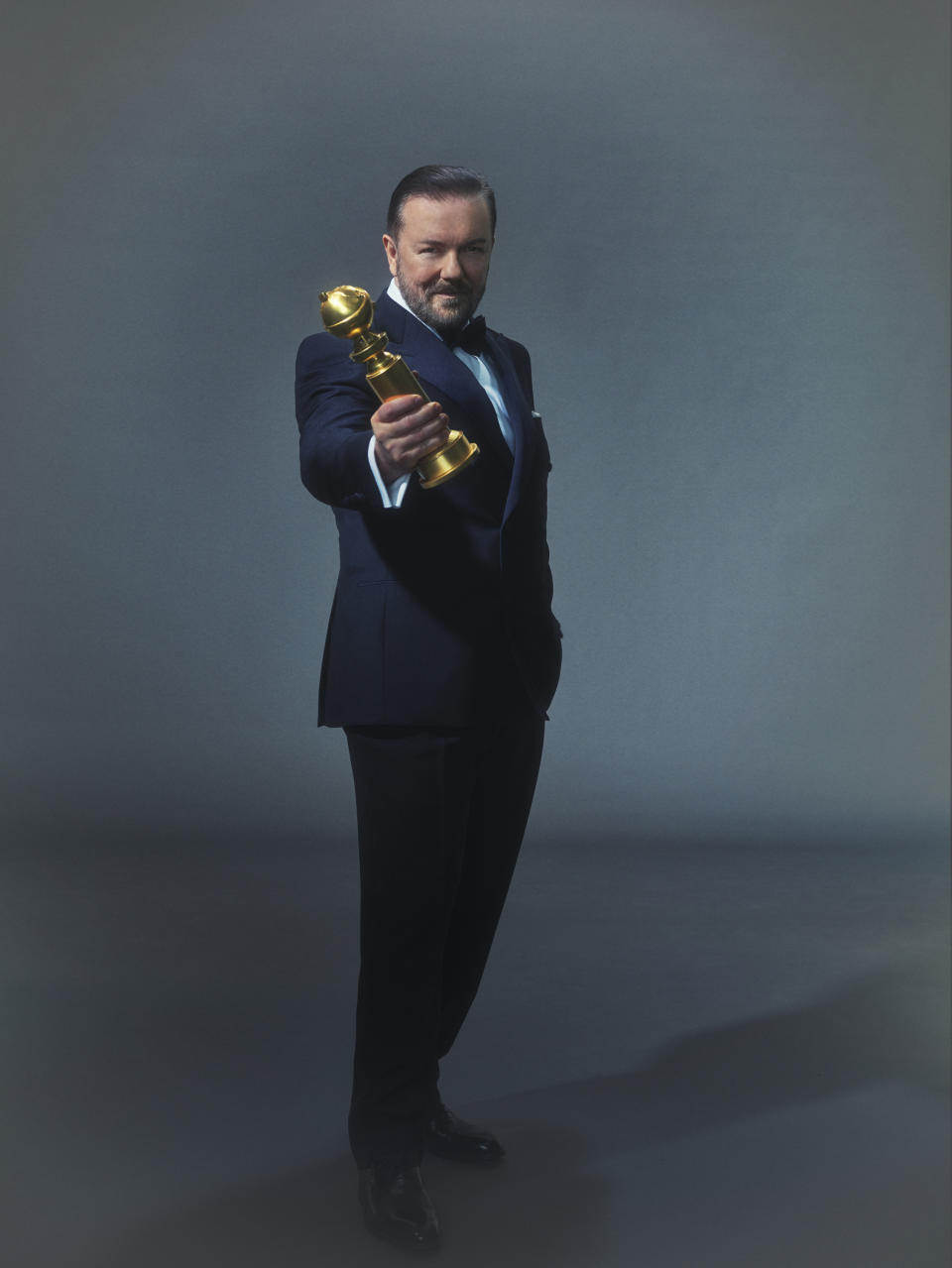 GOLDEN GLOBE AWARDS -- Season: 77 -- Pictured -- Ricky Gervais, Host--  (Photo by: Todd Antony/NBC/NBCU Photo Bank via Getty Images)