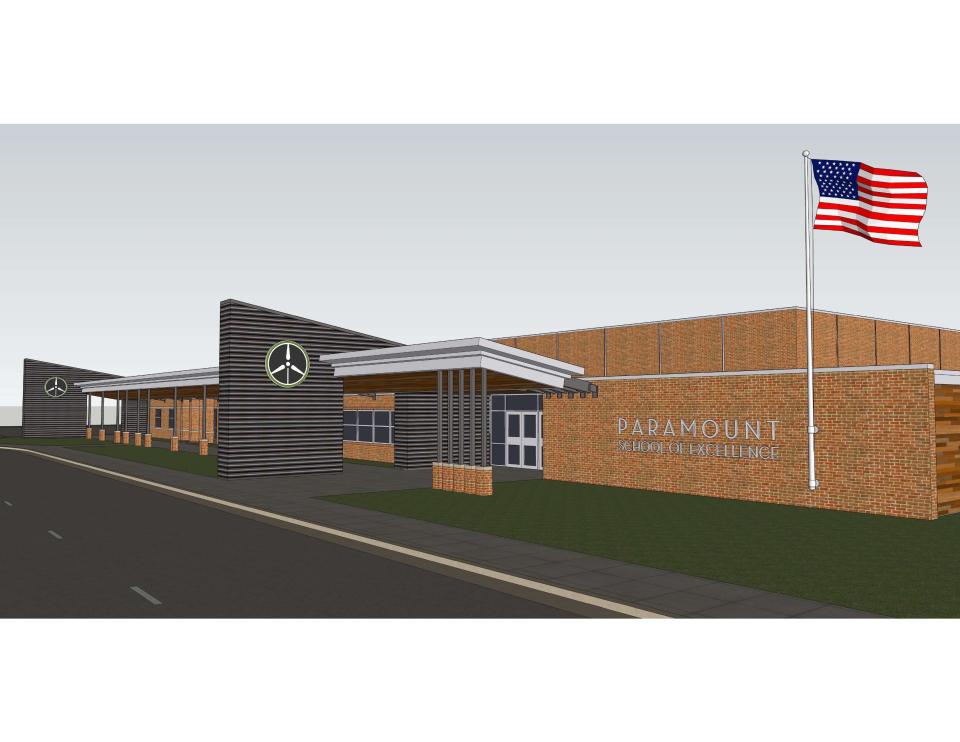 A rendering is shown of plans for the new Paramount School of Excellence South Bend location at the former Tarkington Elementary School. Paramount is investing more than $3 million in the building formerly owned by the South Bend Community School Corp.