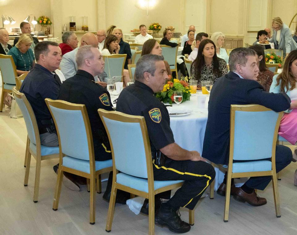 Police officers and town officials attended Monday's event.