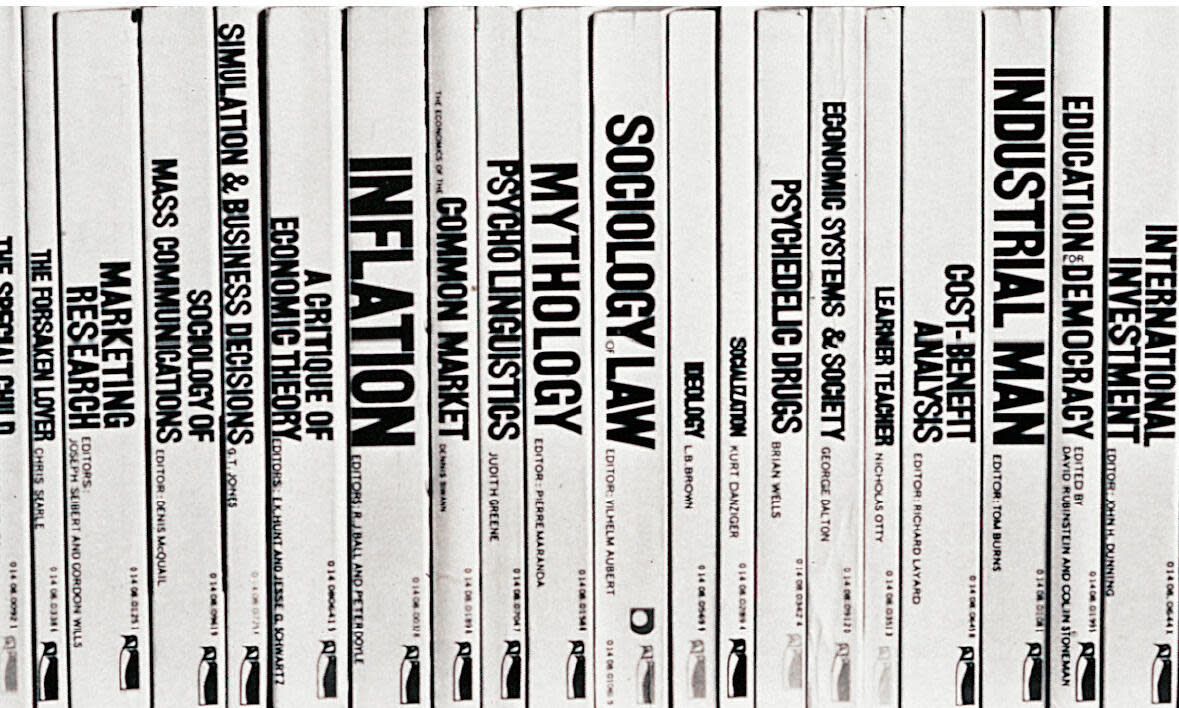 <span>Book designs created by Derek Birdsall for Penguin in the early 1970s</span><span>Photograph: none</span>