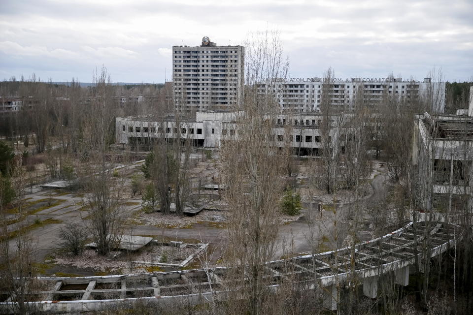 A view of the abandoned city of Pripyat is seen near the Chernobyl nuclear power plant in Ukraine March 23, 2016.  REUTERS/Gleb Garanich