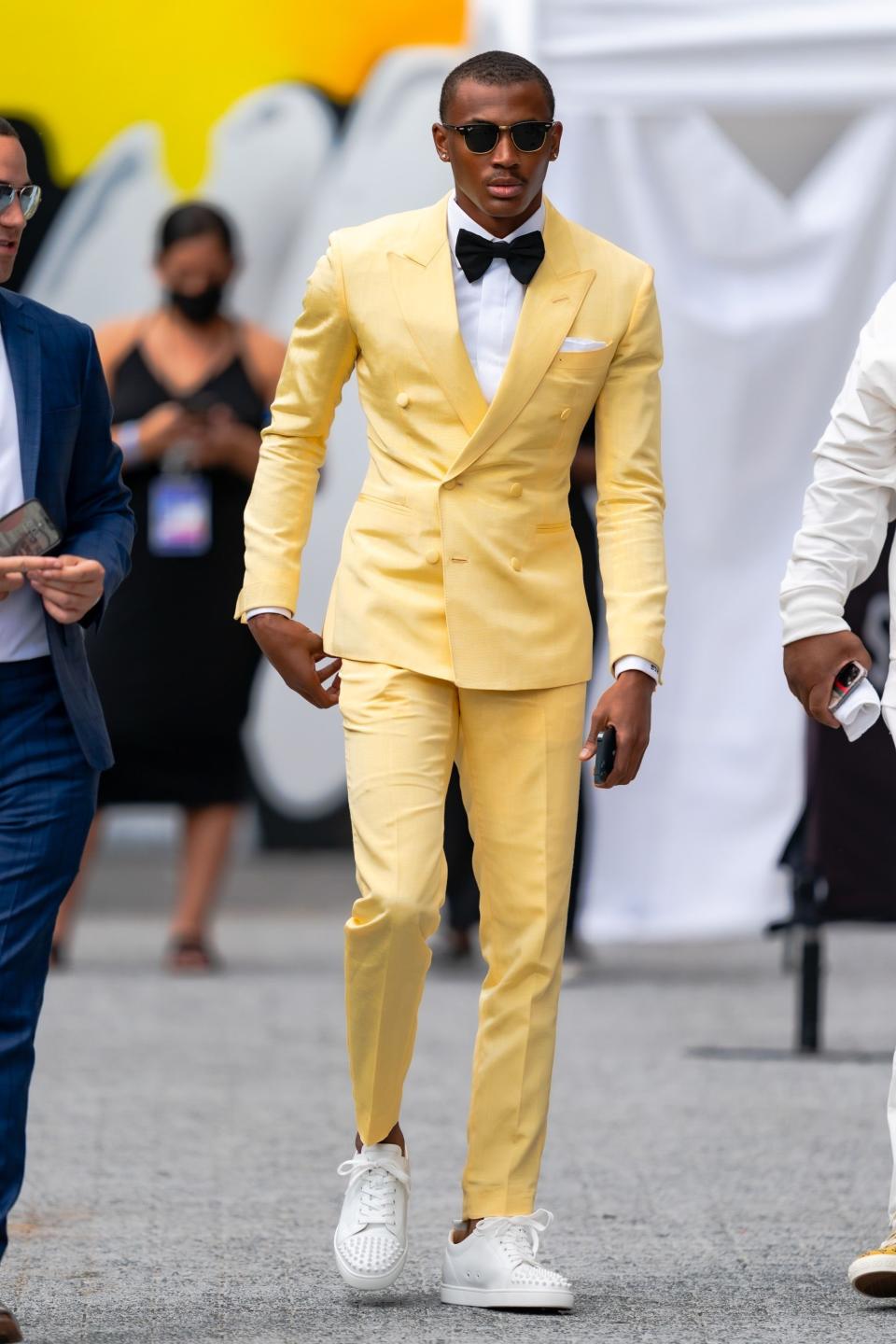 NEW YORK, NEW YORK - JULY 10: Devonta Smith is seen arriving at the 2021 ESPYS at Pier 17 on July 10, 2021 in New York City. (Photo by Gotham/GC Images)