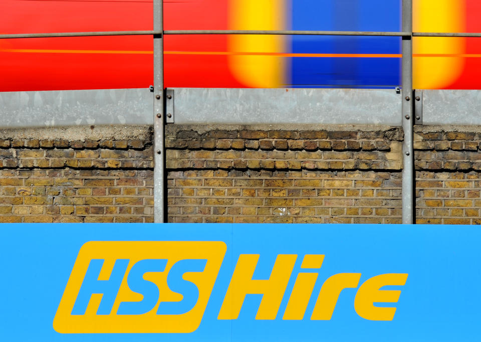 A HSS Hire shop sign in Vauxhall, London, as the tool rental firm said it was on track to open new branches at a rate of almost one a week, after floating on the stock exchange earlier this year.