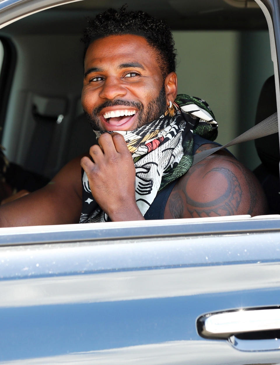 <p>Jason Derulo shows off his pearly whites after <a href="https://people.com/food/jason-derulo-seems-to-chip-teeth-while-eating-corn-on-the-cob-power-drill-tiktok/" rel="nofollow noopener" target="_blank" data-ylk="slk:seemingly chipping his teeth;elm:context_link;itc:0;sec:content-canvas" class="link ">seemingly chipping his teeth</a> doing the corn on the cob drill challenge on Tuesday in L.A.</p>