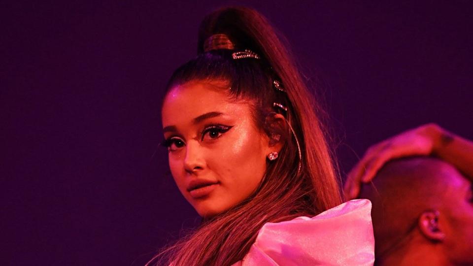 The 25-year-old singer got choked up during "Thank U, Next" and "Raindrops (An Angel Cried)."