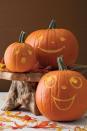 <p>Great guests with a gaggle of smiling faces. These etched pumpkins don't requires scooping, so they'll result in little to no cleanup.</p><p><strong>Get the tutorial at <a href="https://www.womansday.com/home/crafts-projects/a28580830/groovy-gourds/" rel="nofollow noopener" target="_blank" data-ylk="slk:Woman's Day;elm:context_link;itc:0;sec:content-canvas" class="link ">Woman's Day</a>.</strong> </p>