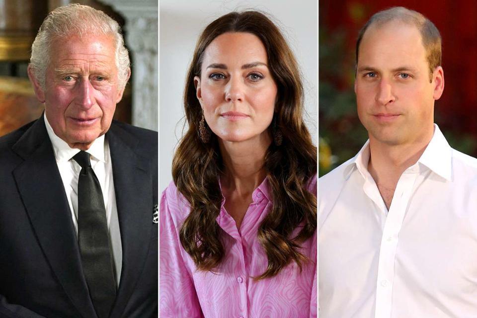 <p>YUI MOK/POOL/AFP via Getty Images; Chris Jackson/Getty Images; Chris Jackson/Getty Images</p> King Charles, Kate Middleton and Prince William