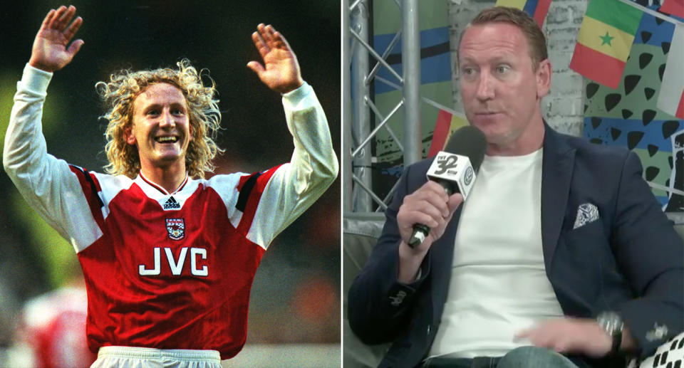  Ray Parlour, pictured (left) in 1994, reveals how he was once an Arsenal substitute while drunk. (Rex/Yahoo)