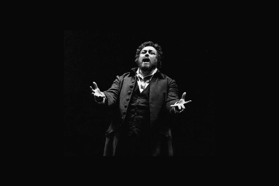 Luciano Pavarotti in Florida Grand Opera’s production of “Tosca” in 1981 as Cavaradossi. (Photo courtesy of John Pineda with digital restoration by Deborah Gray Mitchell)