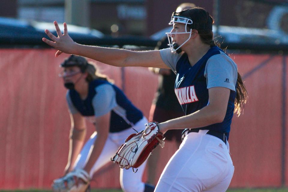 Wakulla freshman pitcher Charley Butler pitches the ball in a game against Chiles on April 4, 2022 at Chiles High School. The Timberwolves won 6-5.